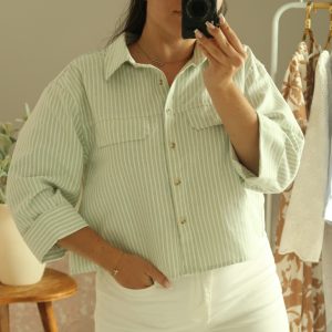 Chemise Capucine à rayure vert d'eau