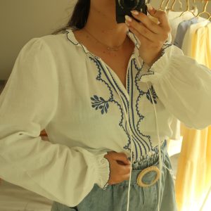 Chemisier Nerea - Blanc & Bleu azur