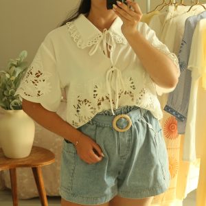 Chemise Jasmine brodée – Blanc