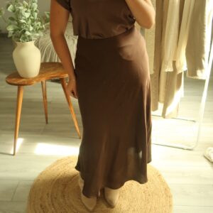 Jupe satin marron