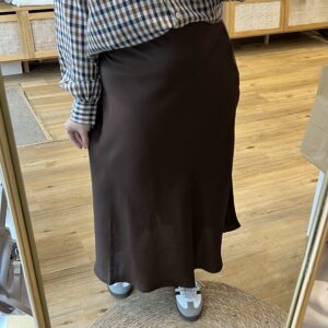 Jupe satin Éléonore marron